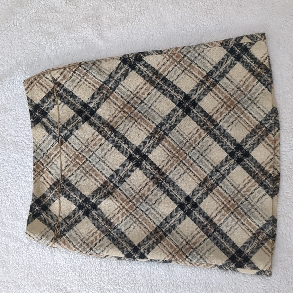 Ann Taylor LOFT lined, plaid Wool A-line skirt